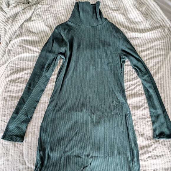 Old Navy Ribbed Green Turtleneck Dress L - Picture 1 of 3